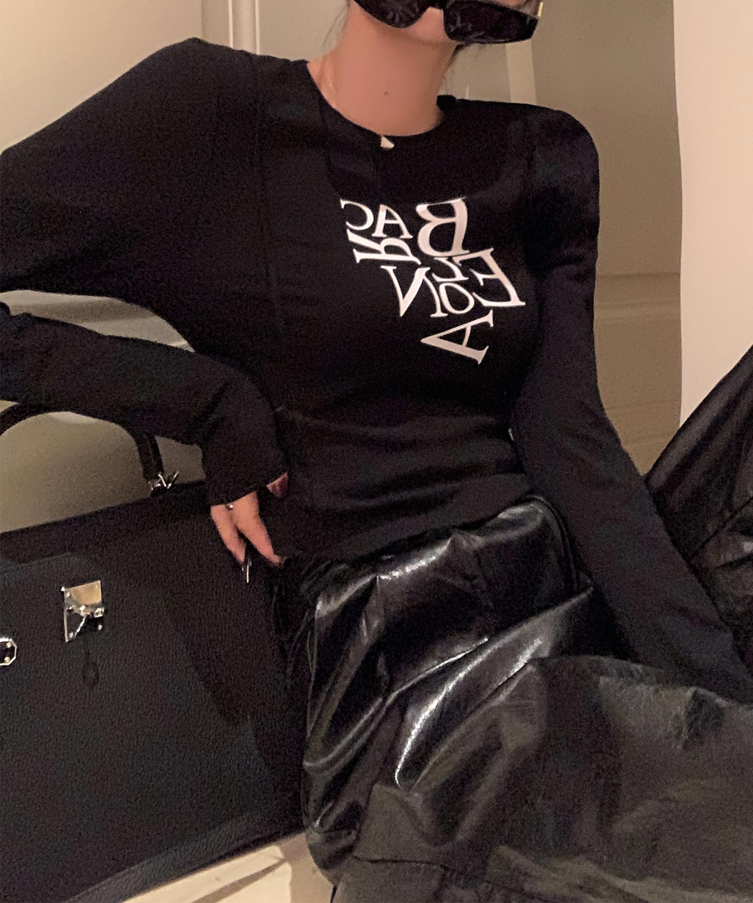 BACロゴレタリングスリムラインTシャツ