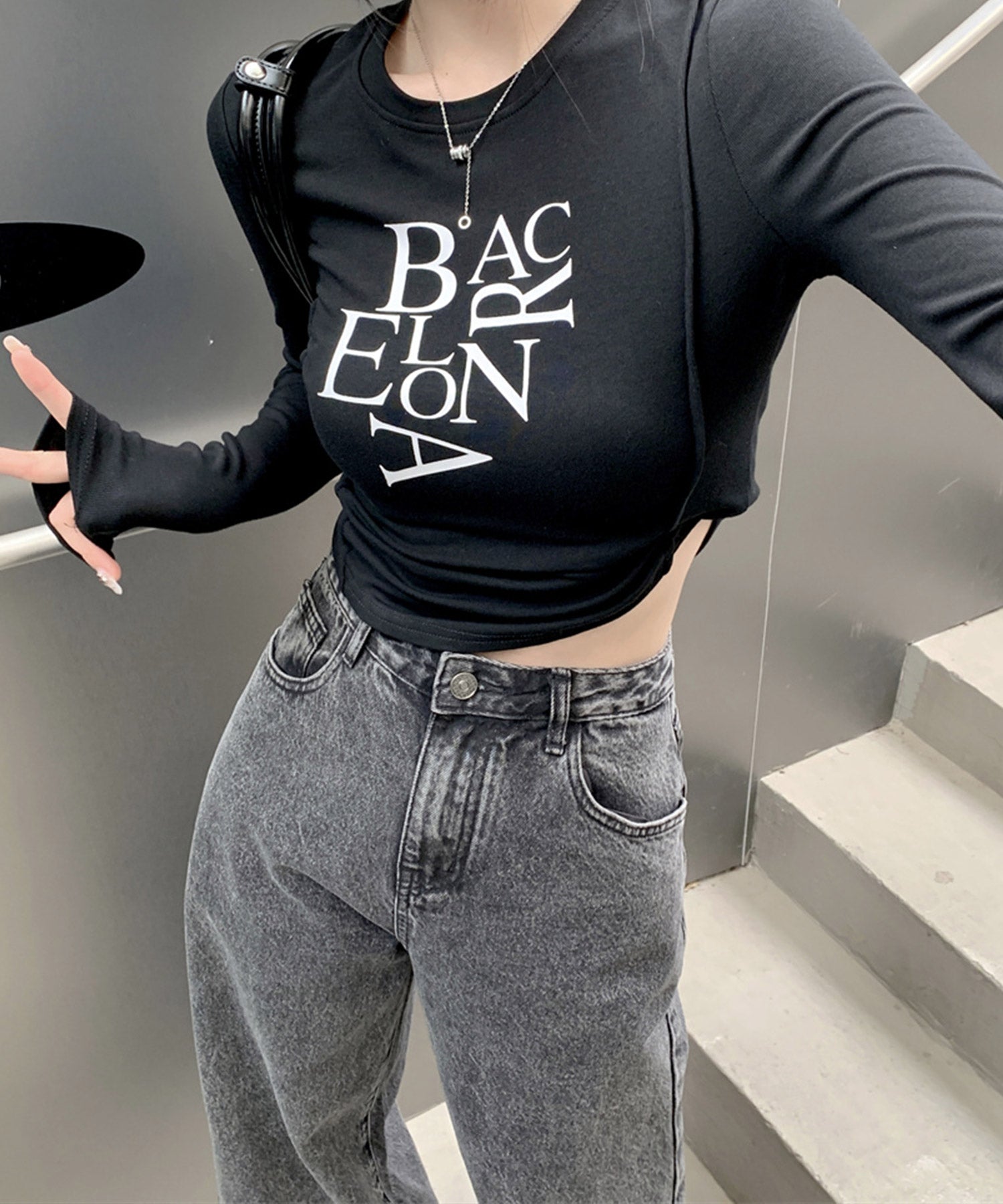 BACロゴレタリングスリムラインTシャツ