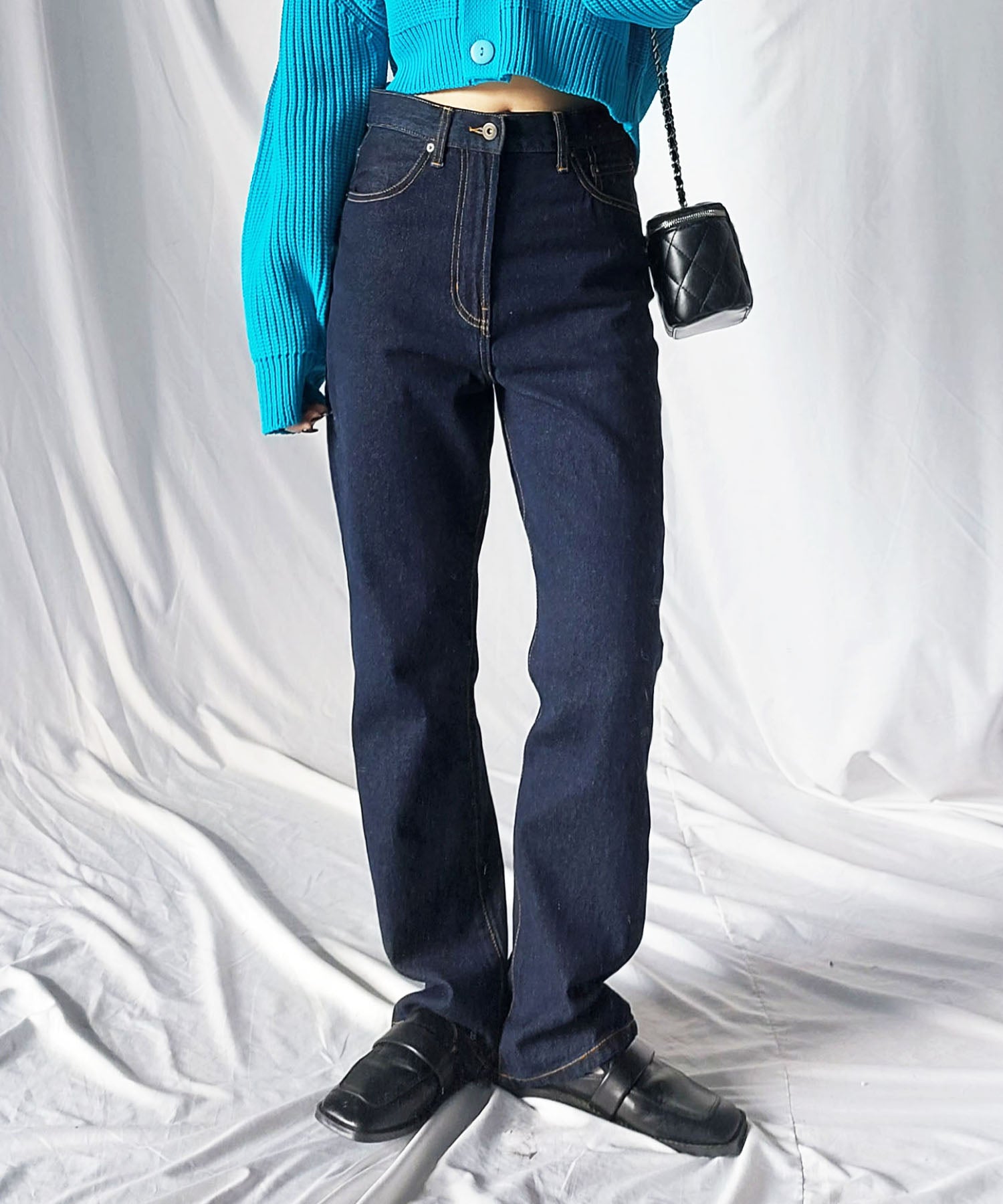 【 選べる2サイズ / 3カラー 】ハイウエストストレートウォッシュデニムパンツ