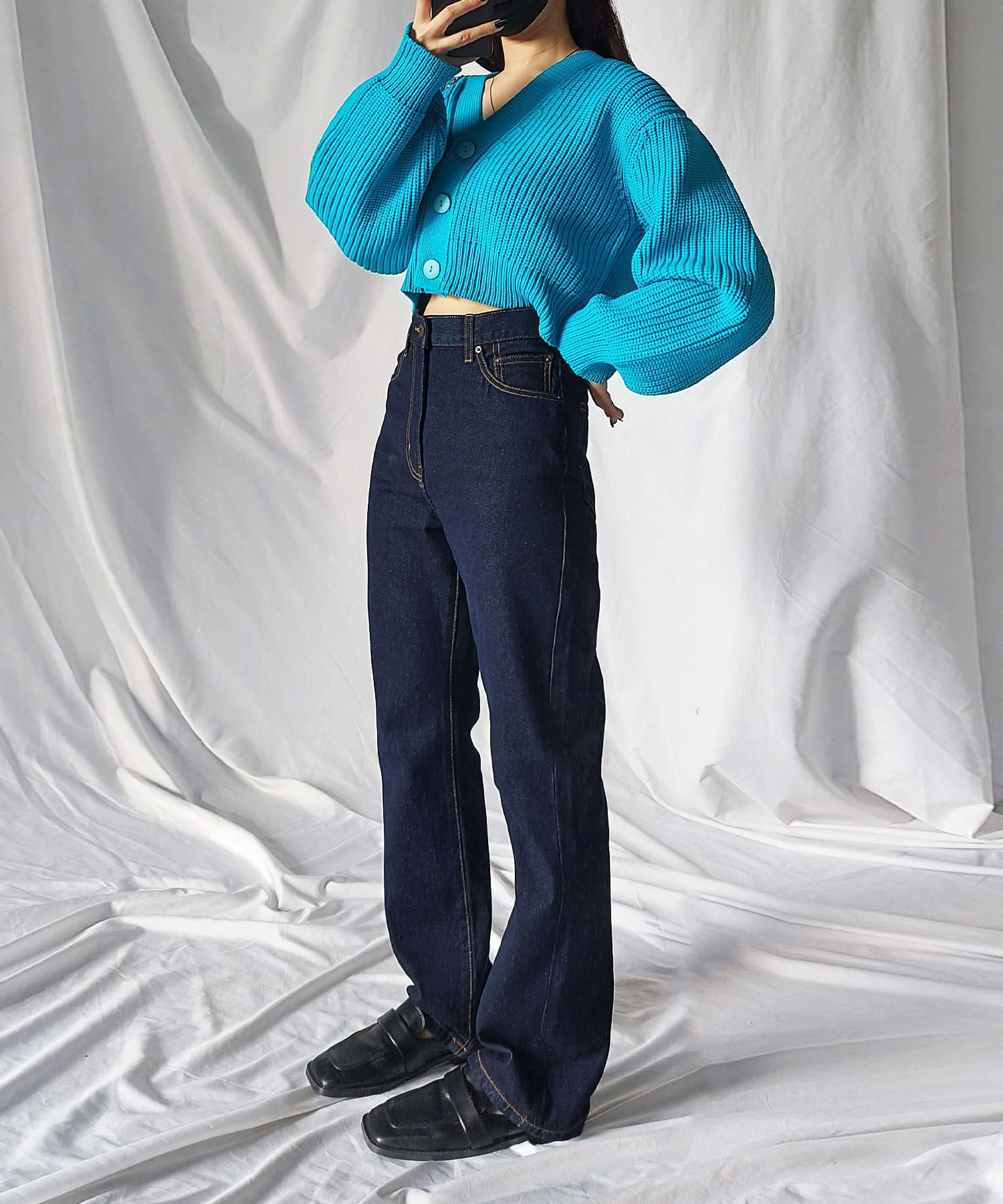 【 選べる2サイズ / 3カラー 】ハイウエストストレートウォッシュデニムパンツ
