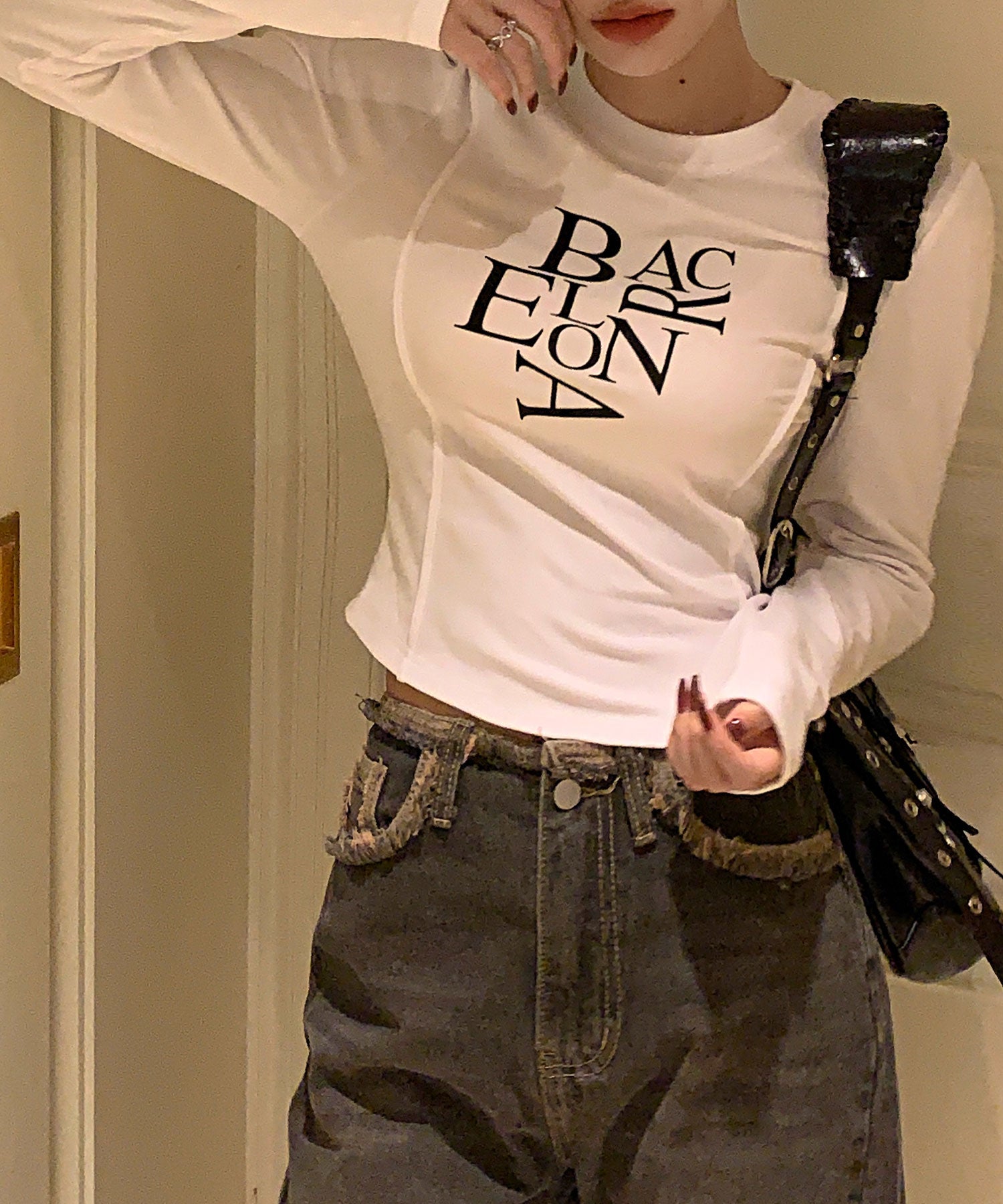 BACロゴレタリングスリムラインTシャツ