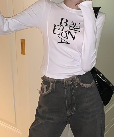 BACロゴレタリングスリムラインTシャツ