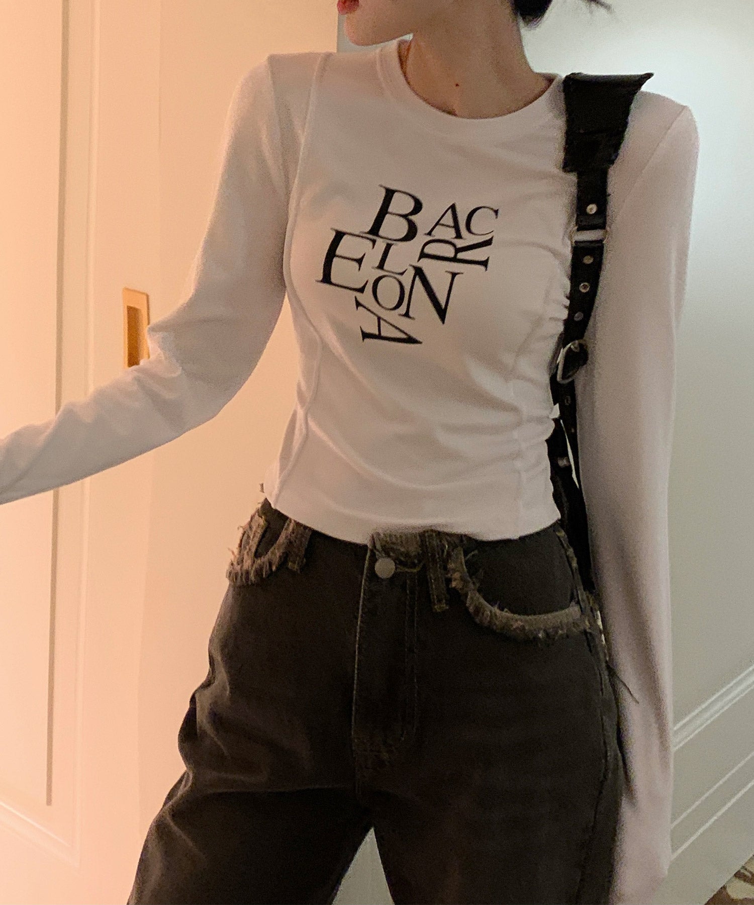 BACロゴレタリングスリムラインTシャツ