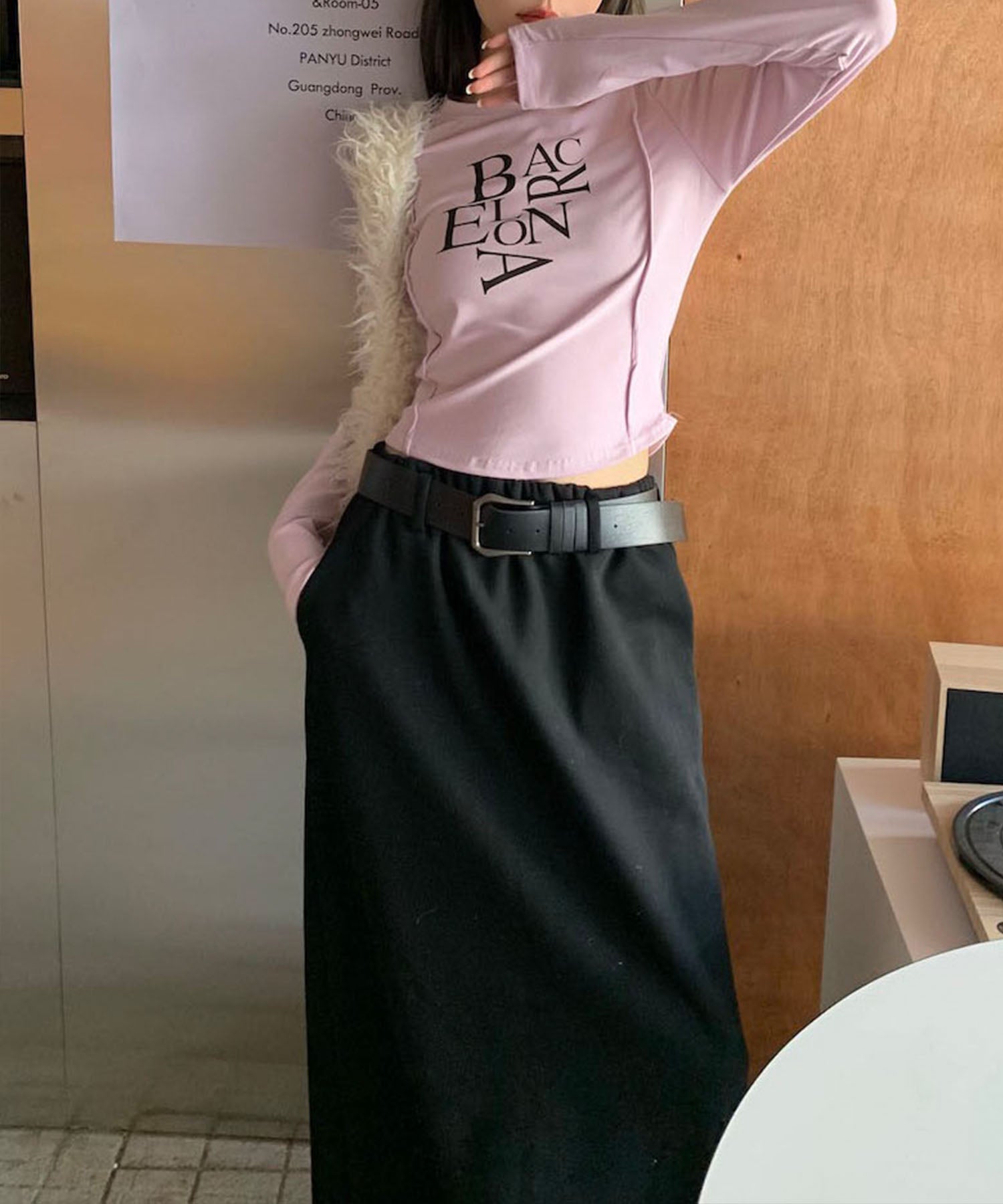 BACロゴレタリングスリムラインTシャツ