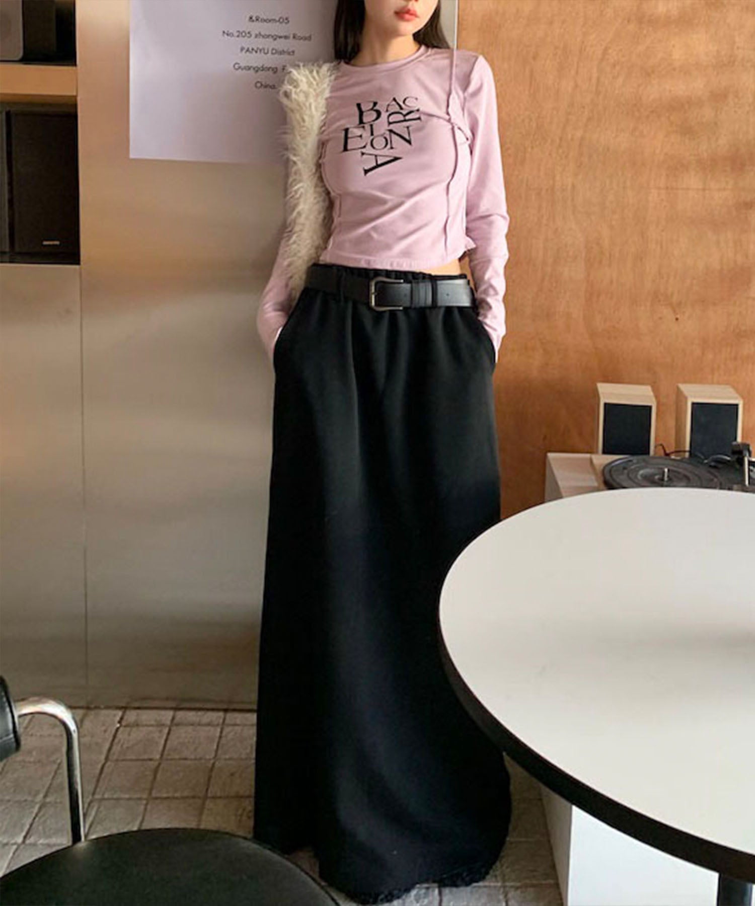BACロゴレタリングスリムラインTシャツ
