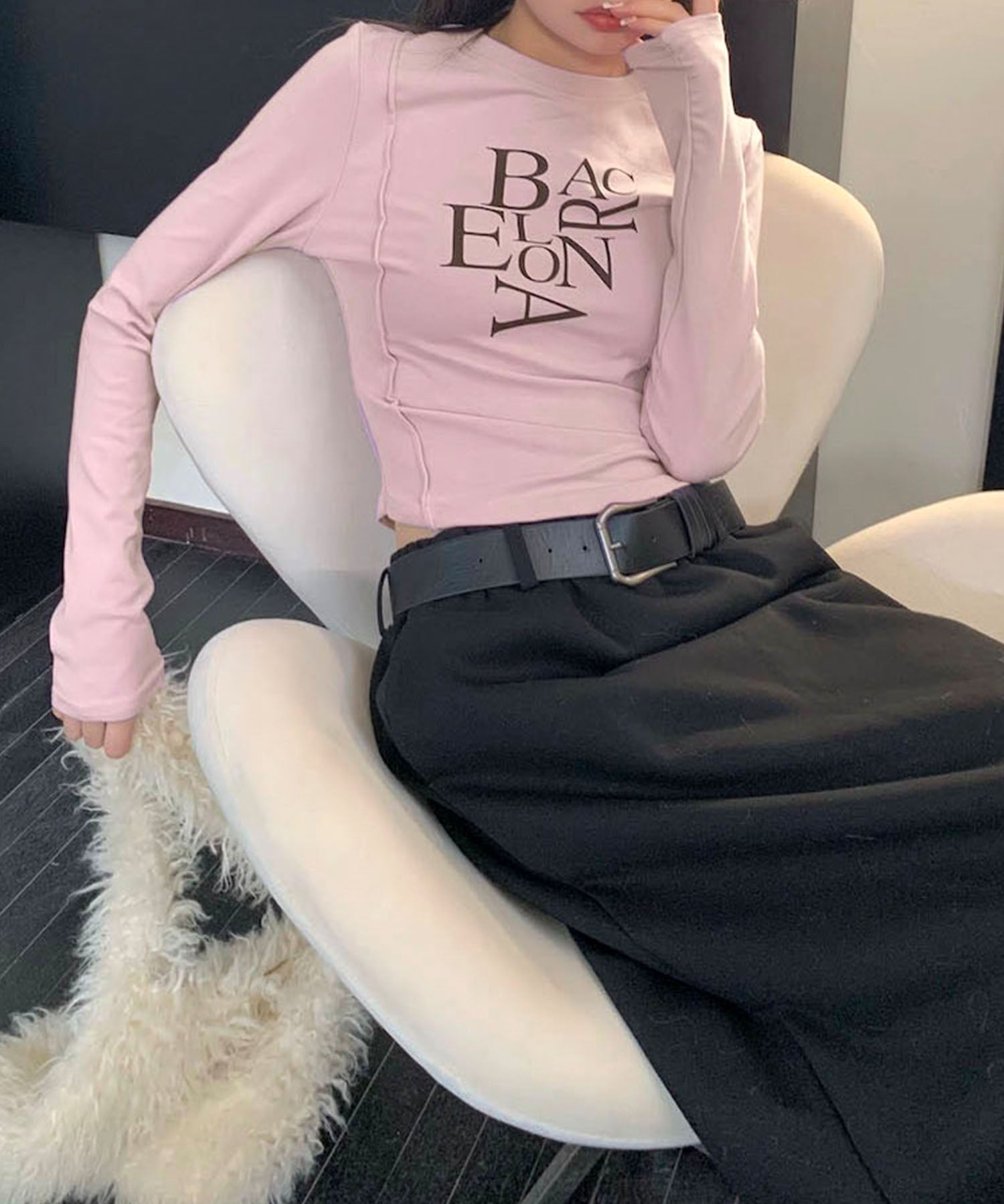 BACロゴレタリングスリムラインTシャツ