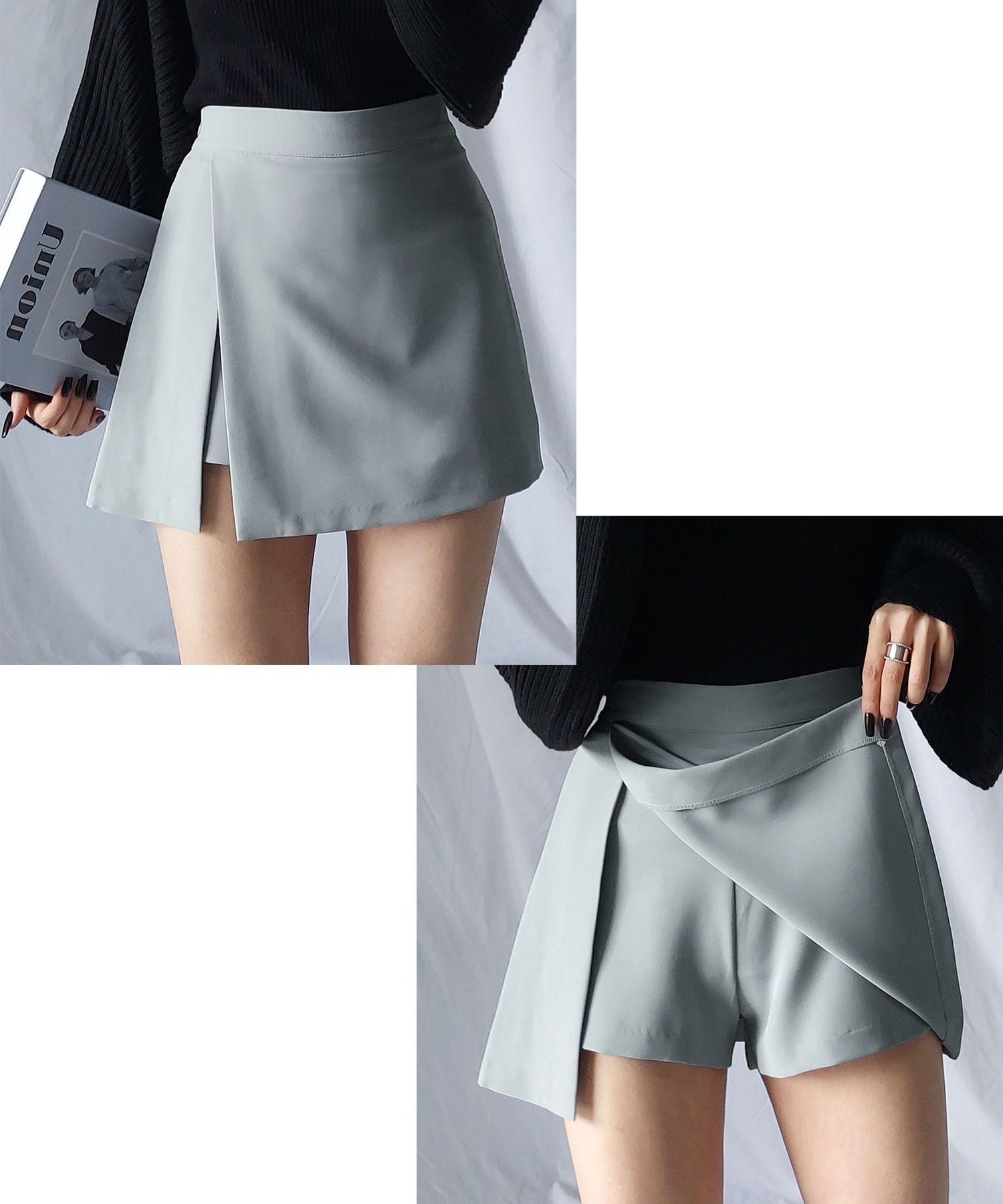 ハイウエストレイヤードミニスカパン【 韓国製 】