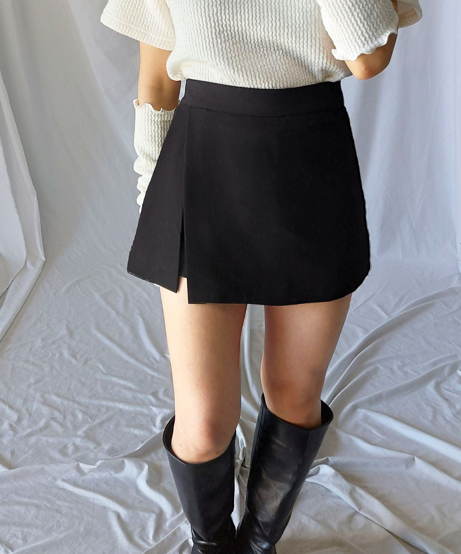 ハイウエストレイヤードミニスカパン【 韓国製 】