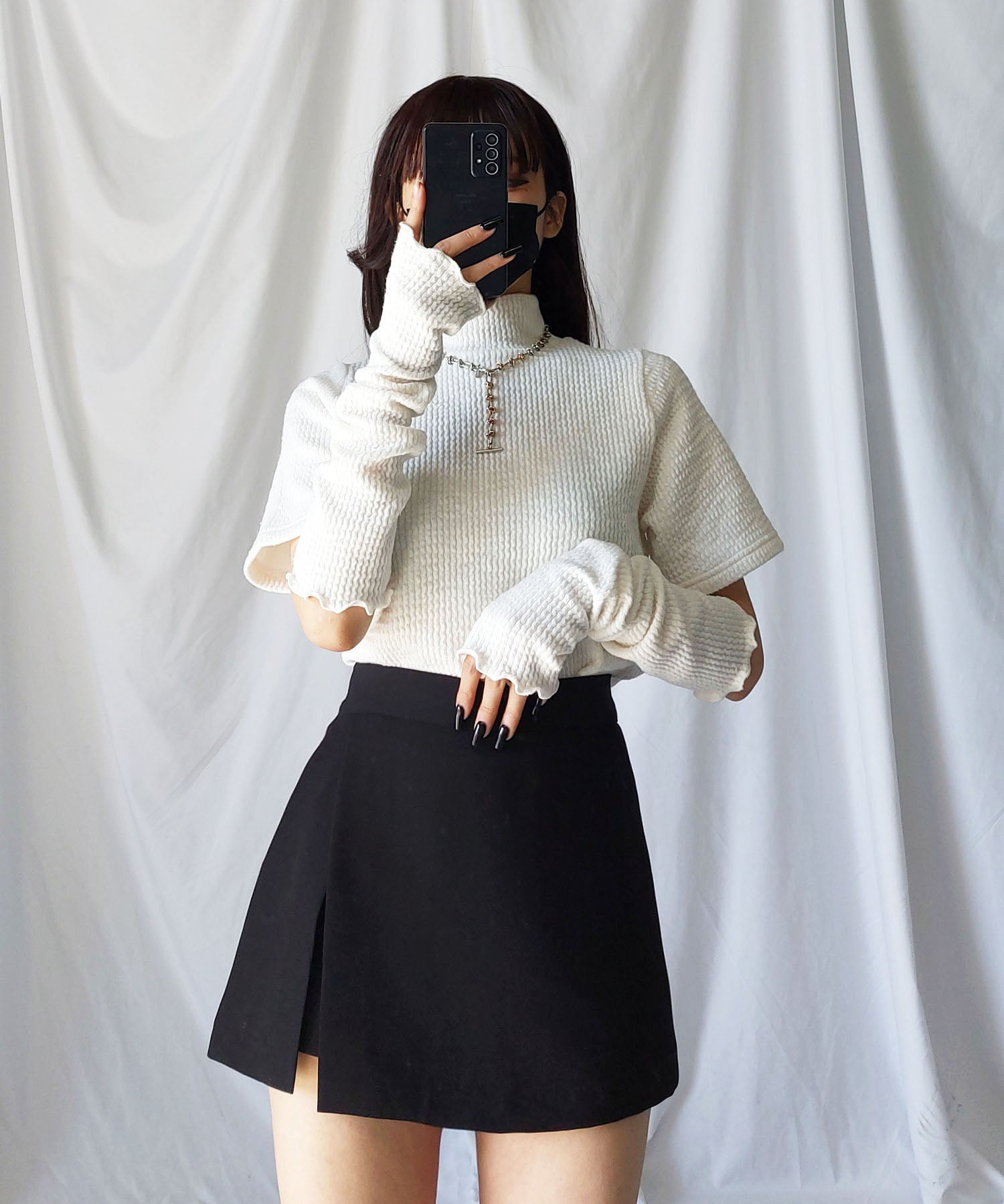 ハイウエストレイヤードミニスカパン【 韓国製 】