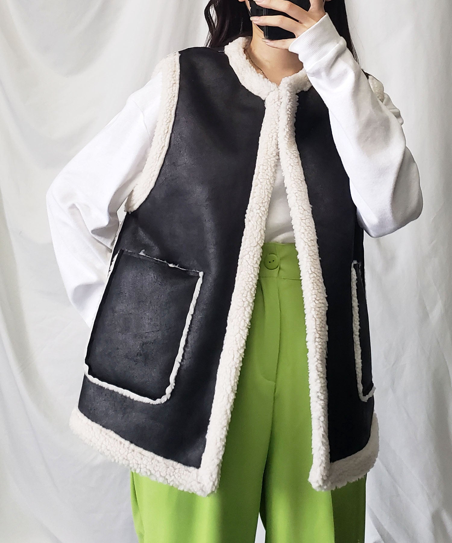 【 リバーシブル 】2WAY エコムートンボアベスト