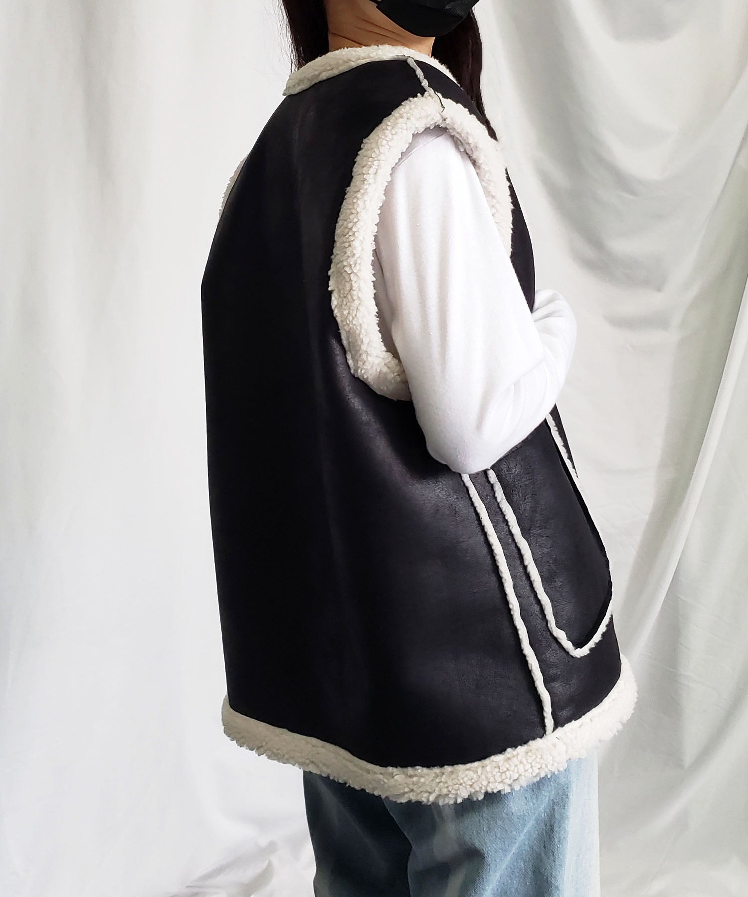 【 リバーシブル 】2WAY エコムートンボアベスト