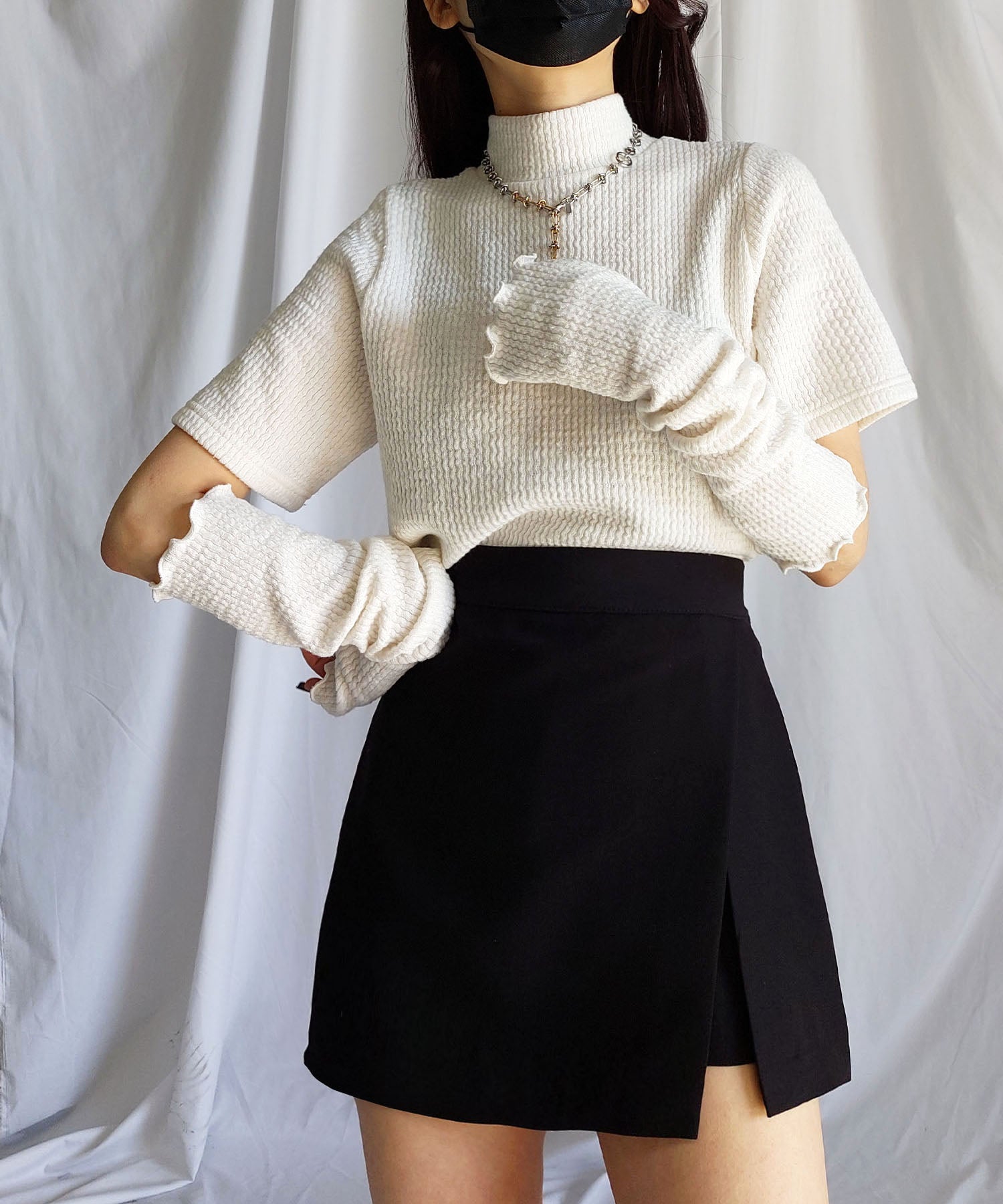 ハイウエストレイヤードミニスカパン【 韓国製 】