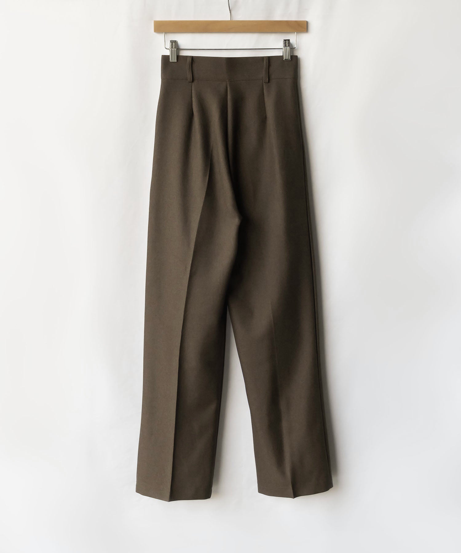 【 秋冬素材で新登場! 】太ベルトハイウエストウールライクカラータックスラックス