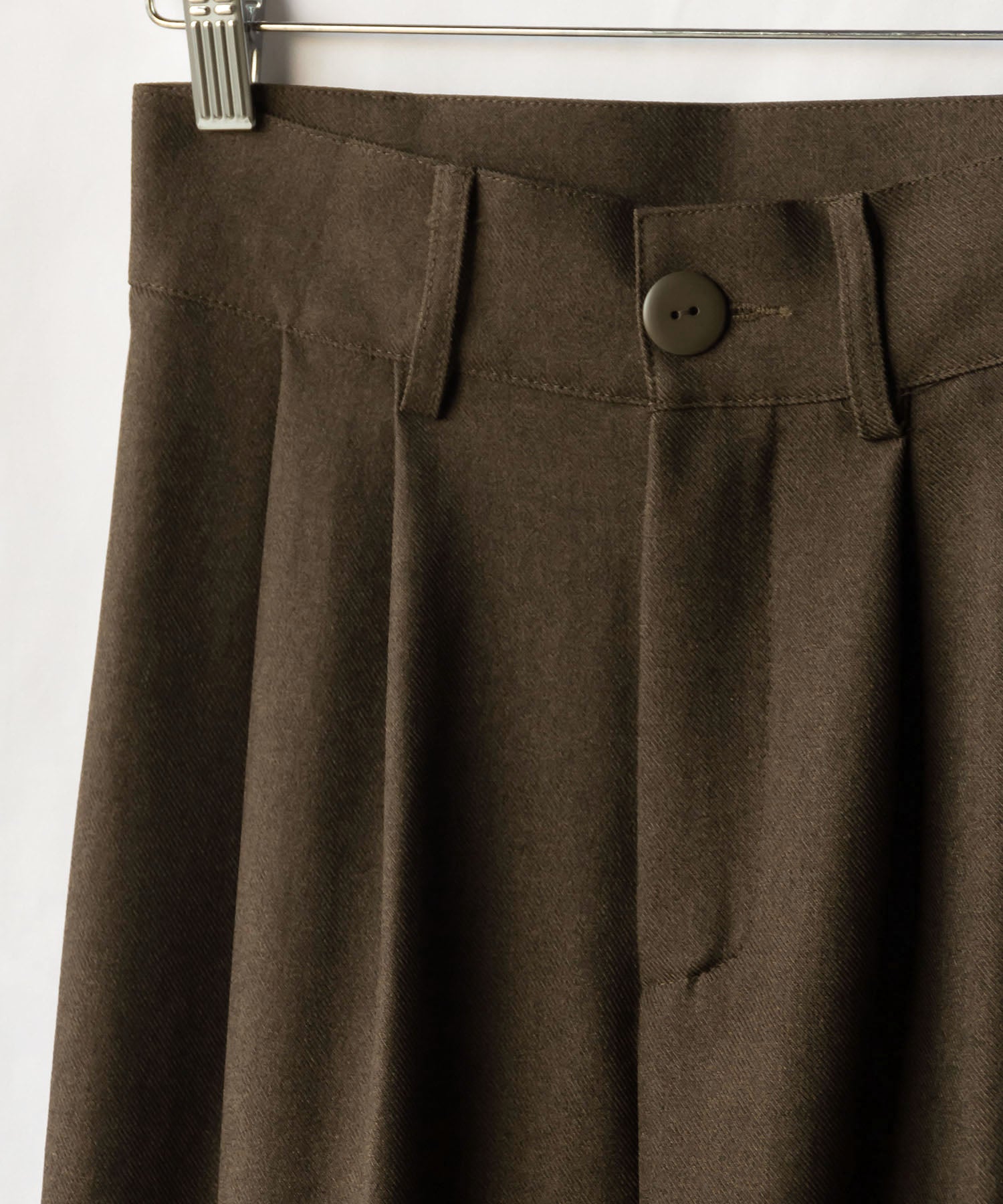 【 秋冬素材で新登場! 】太ベルトハイウエストウールライクカラータックスラックス