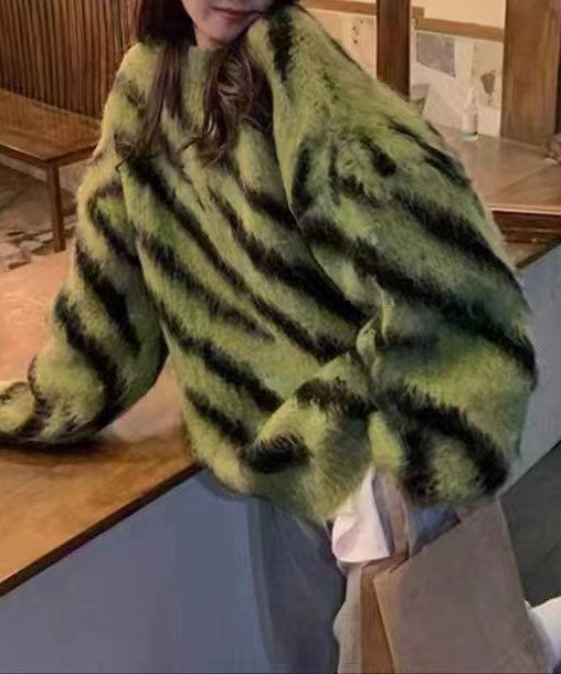 ビッグシルエットモヘアライクゼブラニット / big silhouette mohair like zebra knit