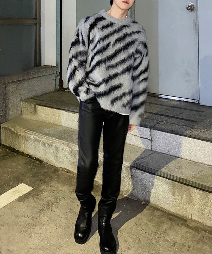 ビッグシルエットモヘアライクゼブラニット / big silhouette mohair like zebra knit