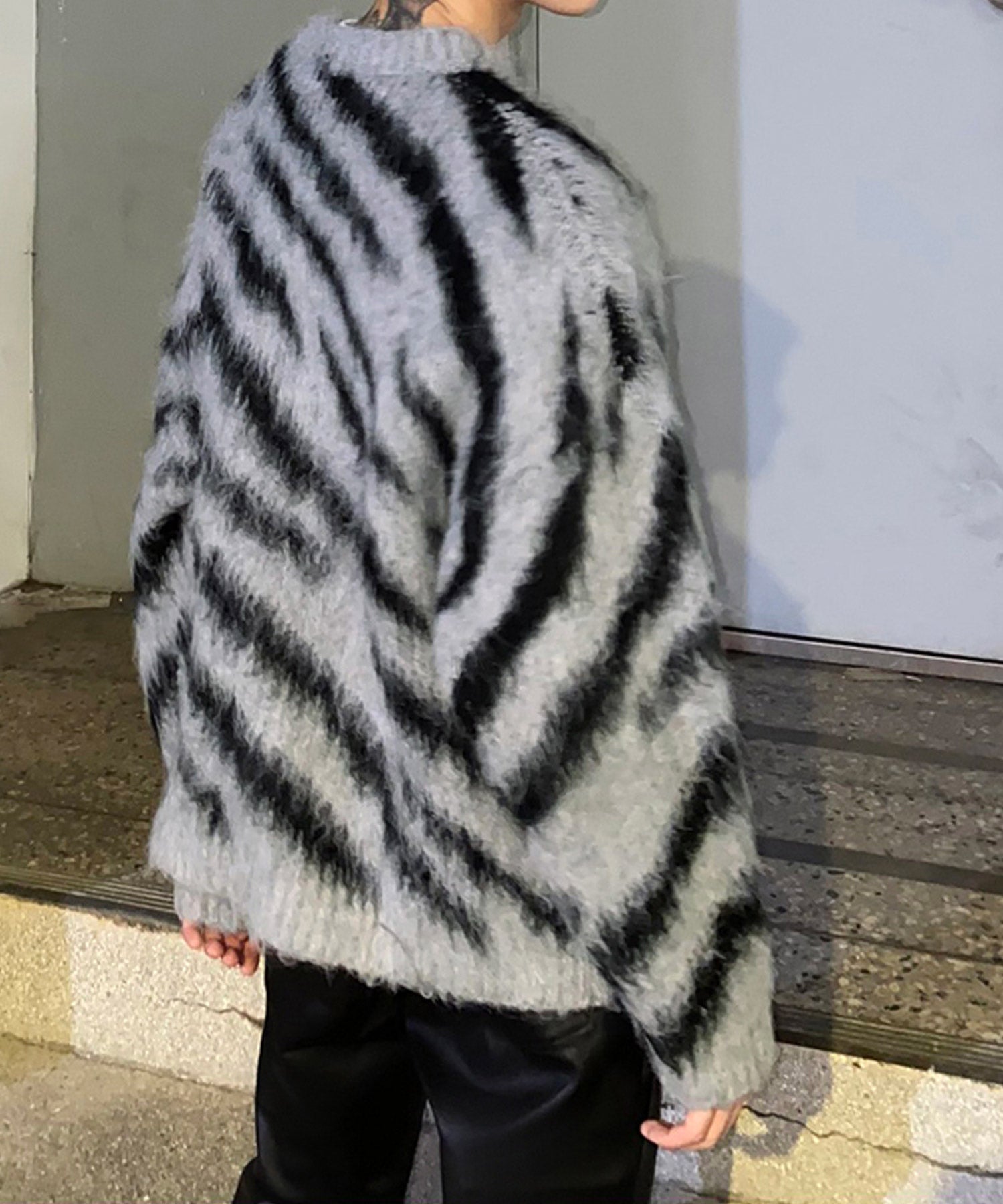 ビッグシルエットモヘアライクゼブラニット / big silhouette mohair like zebra knit