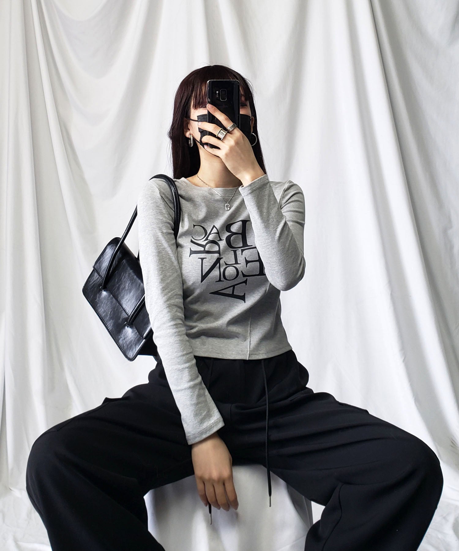 BACロゴレタリングスリムラインTシャツ