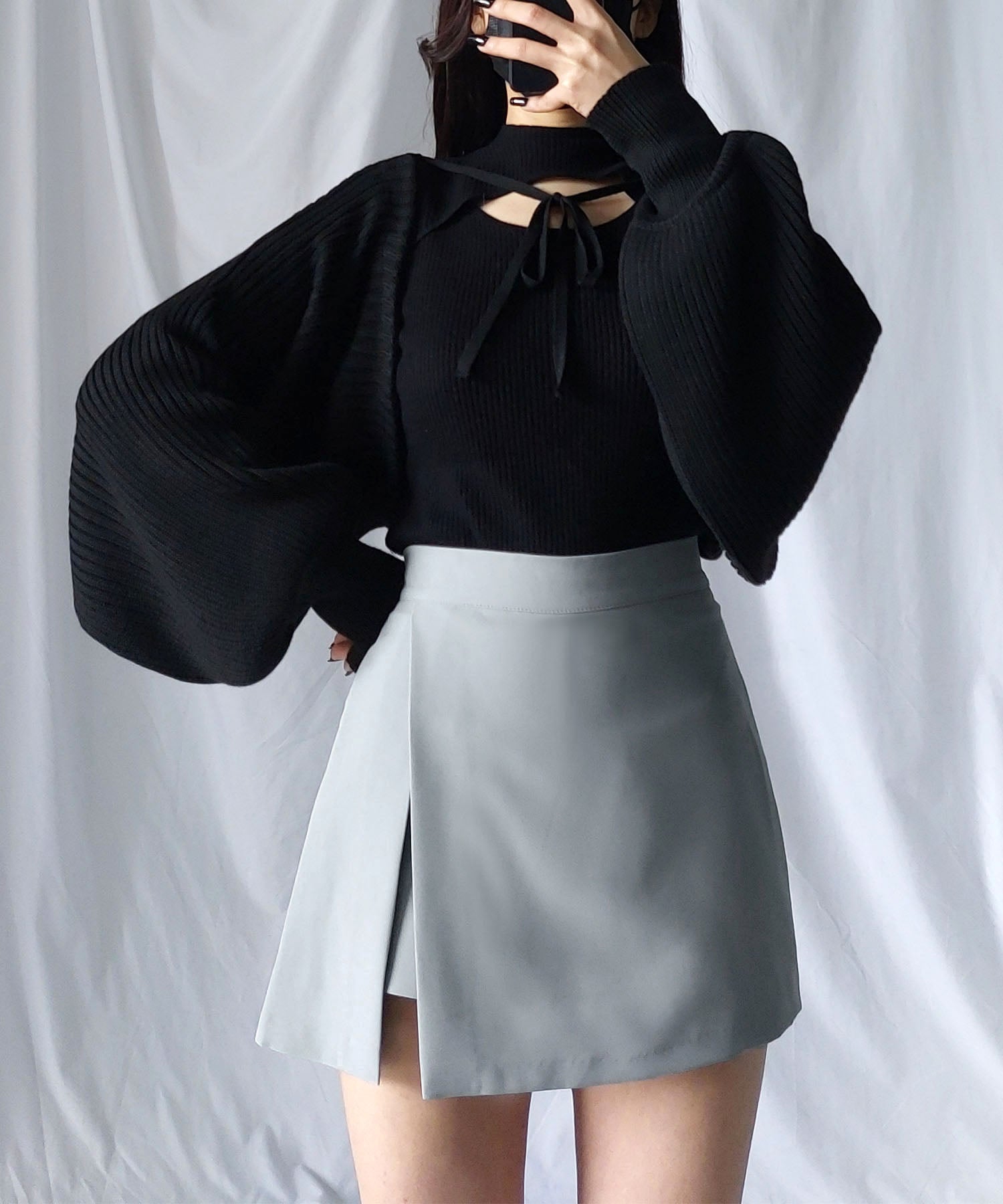 ハイウエストレイヤードミニスカパン【 韓国製 】