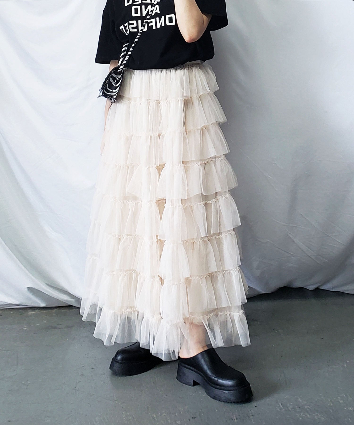 チュールフリルボリュームスカート《 NEWカラー3色追加! 》 Sサイズ仲間入り