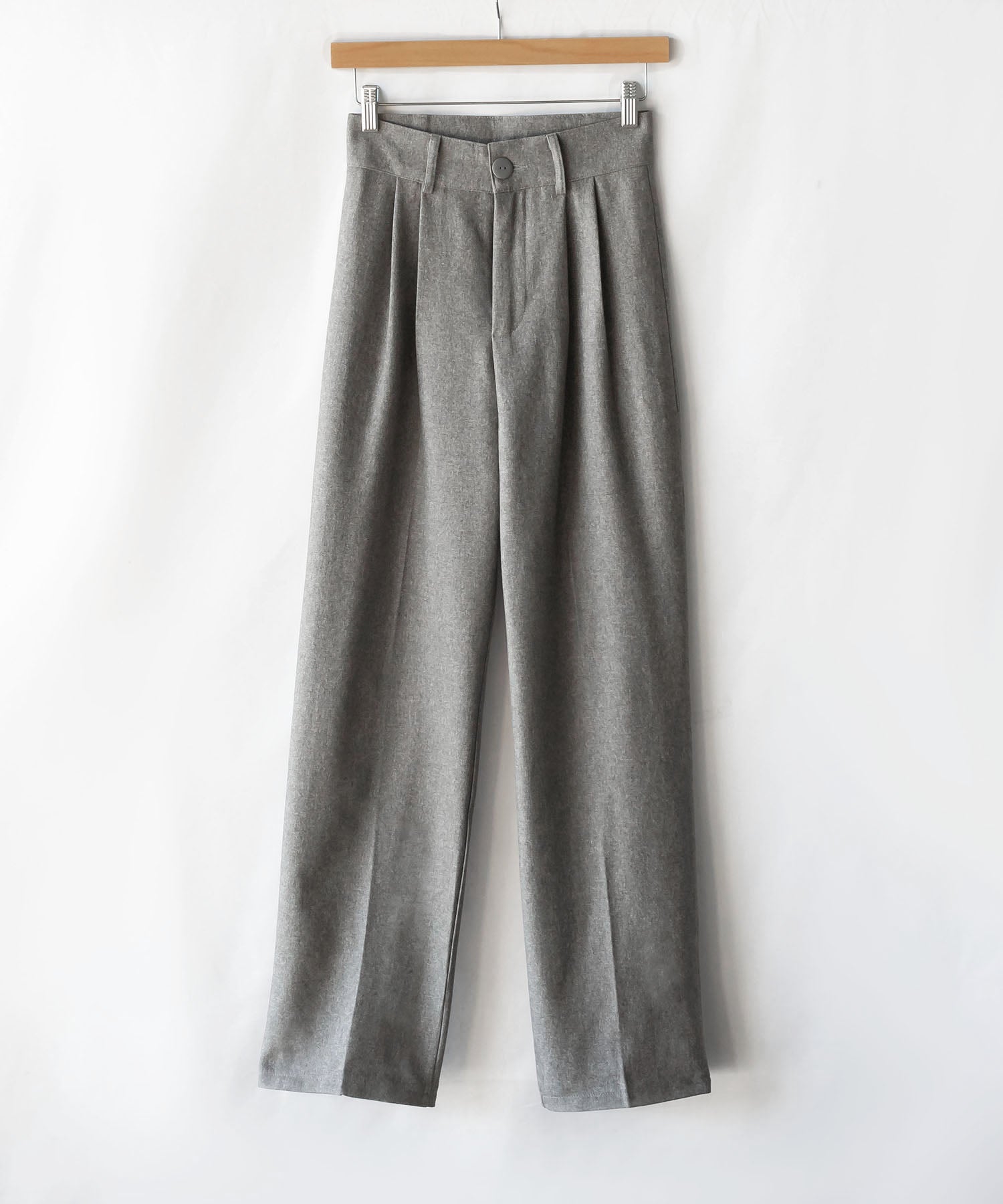 【 秋冬素材で新登場! 】太ベルトハイウエストウールライクカラータックスラックス