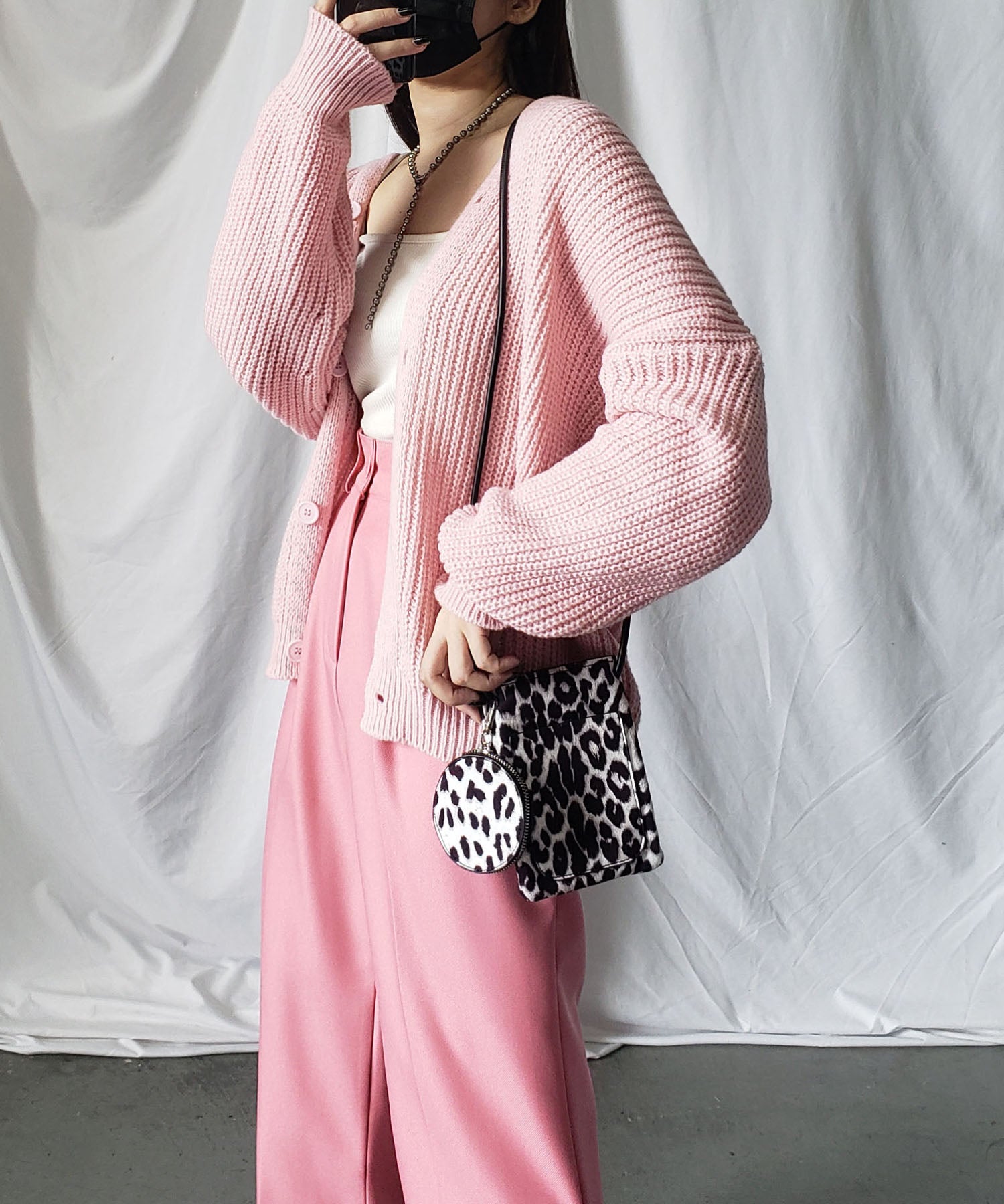 【 秋冬素材で新登場! 】太ベルトハイウエストウールライクカラータックスラックス