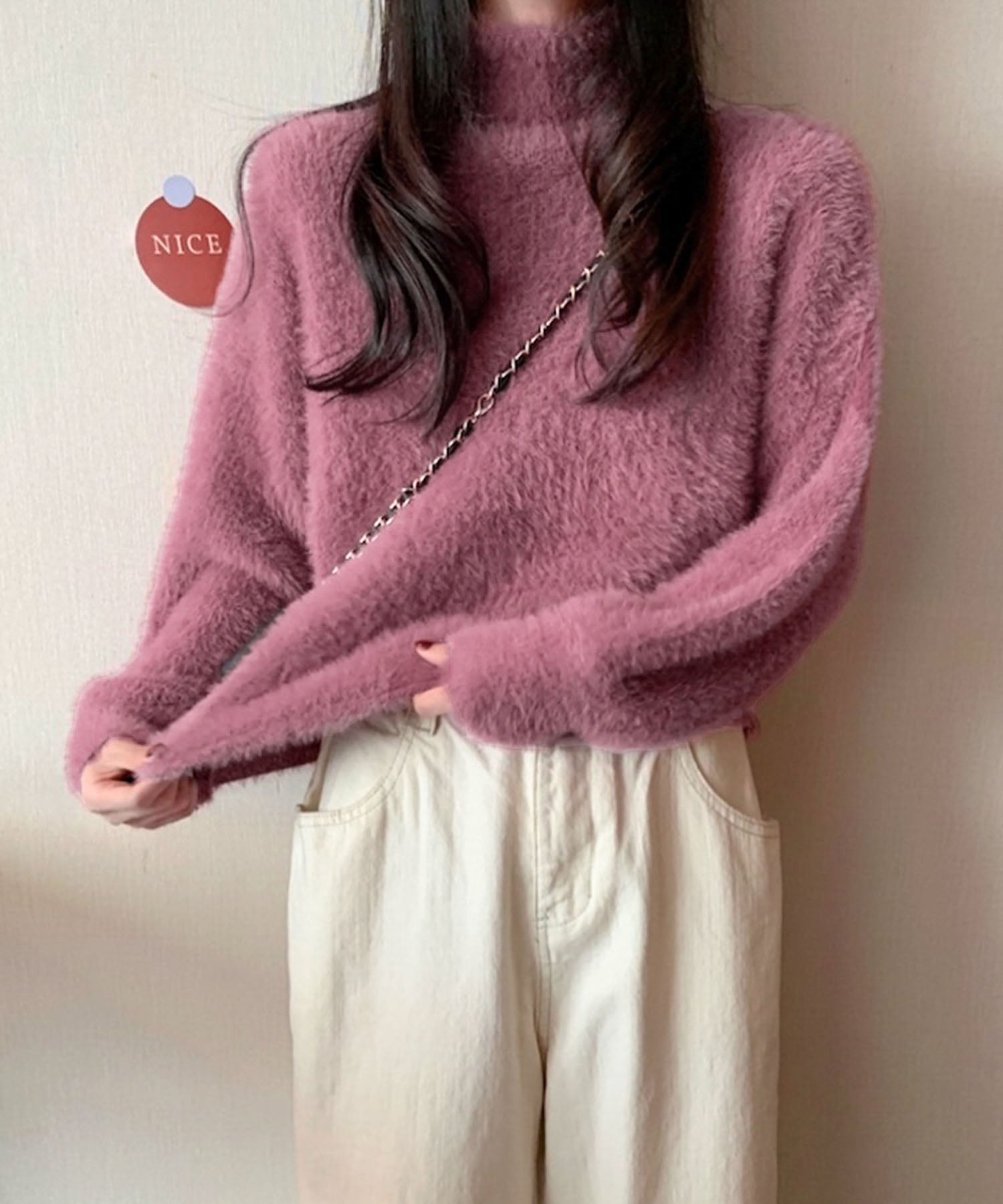 【 新色追加/9色展開 】ハイネックカラーシャギーニット