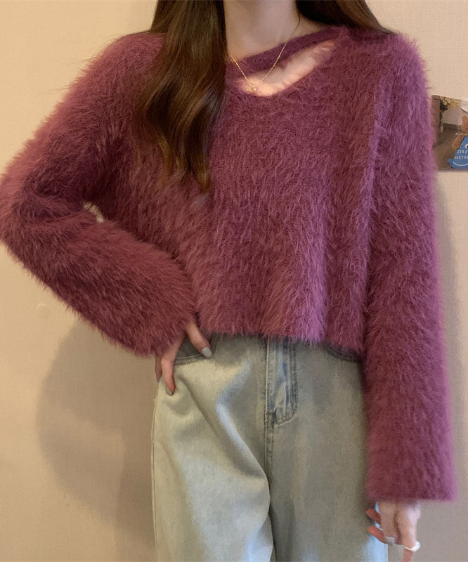 カットアウトショートシャギーニット