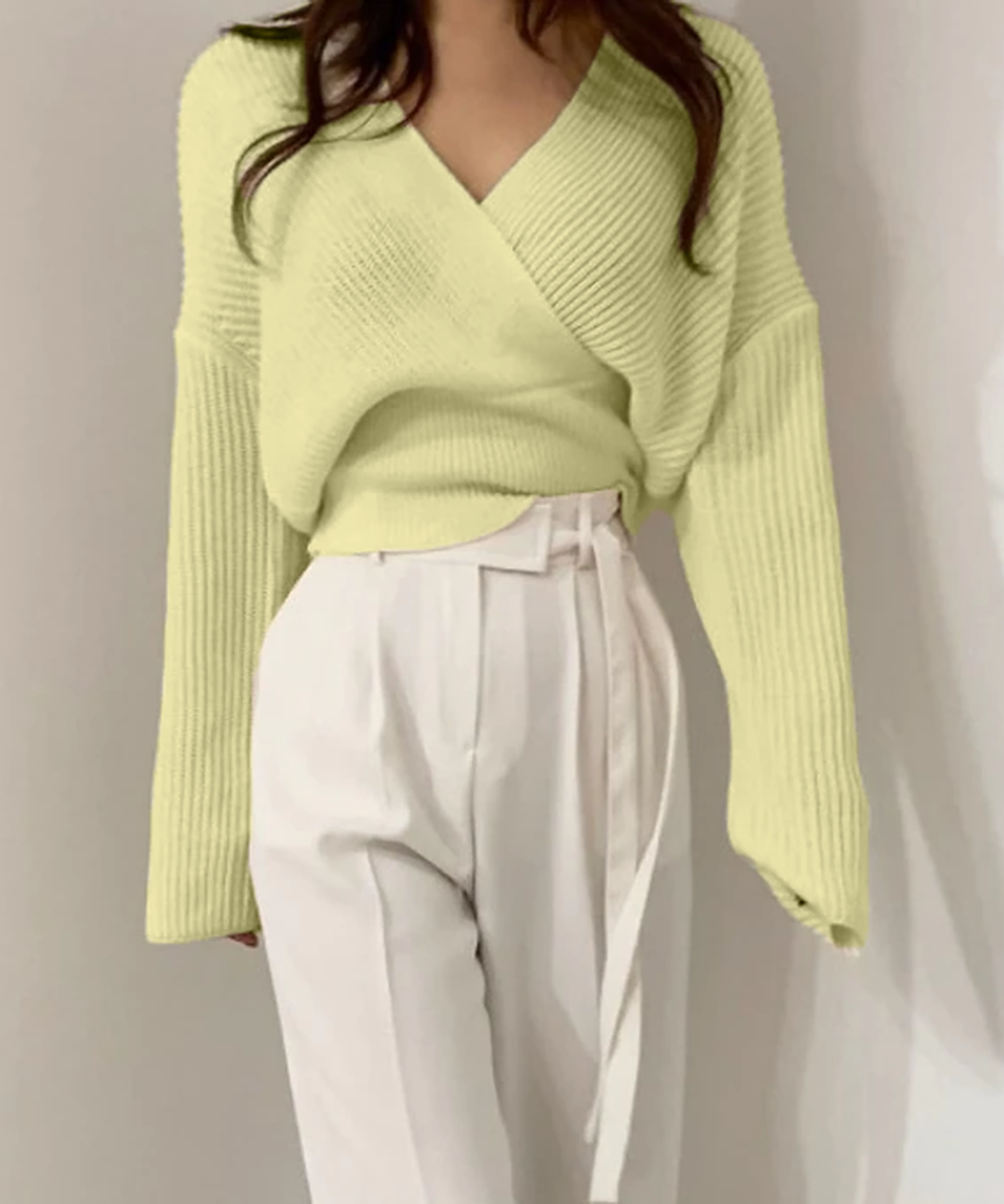 【 5color 】ウエストリブカシュクールショートニット