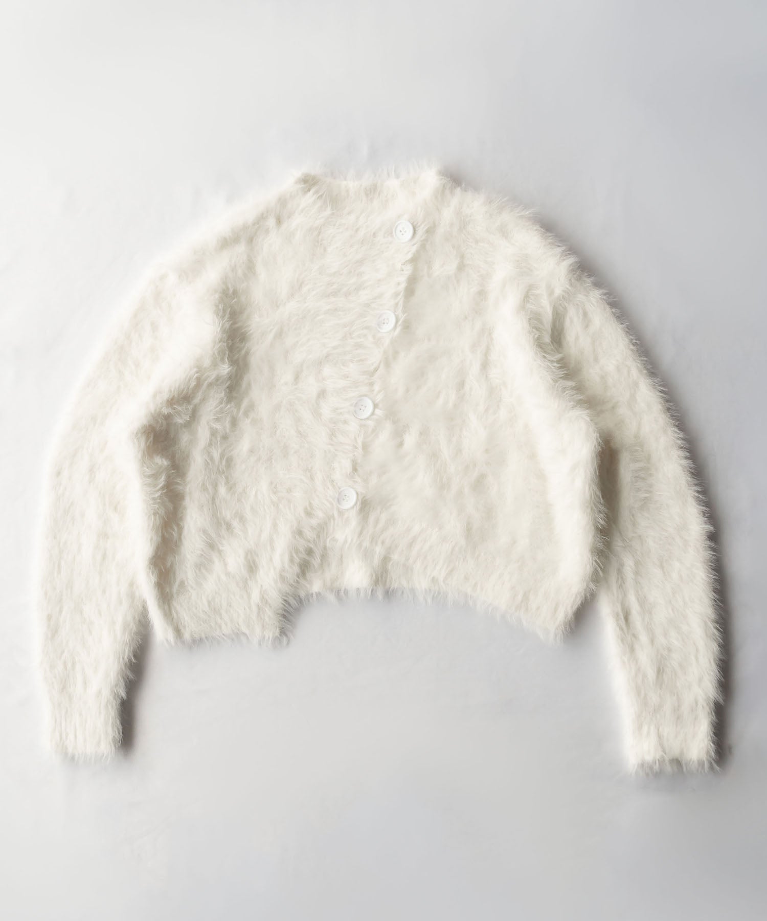 アシメショートシャギーニットカーディガン