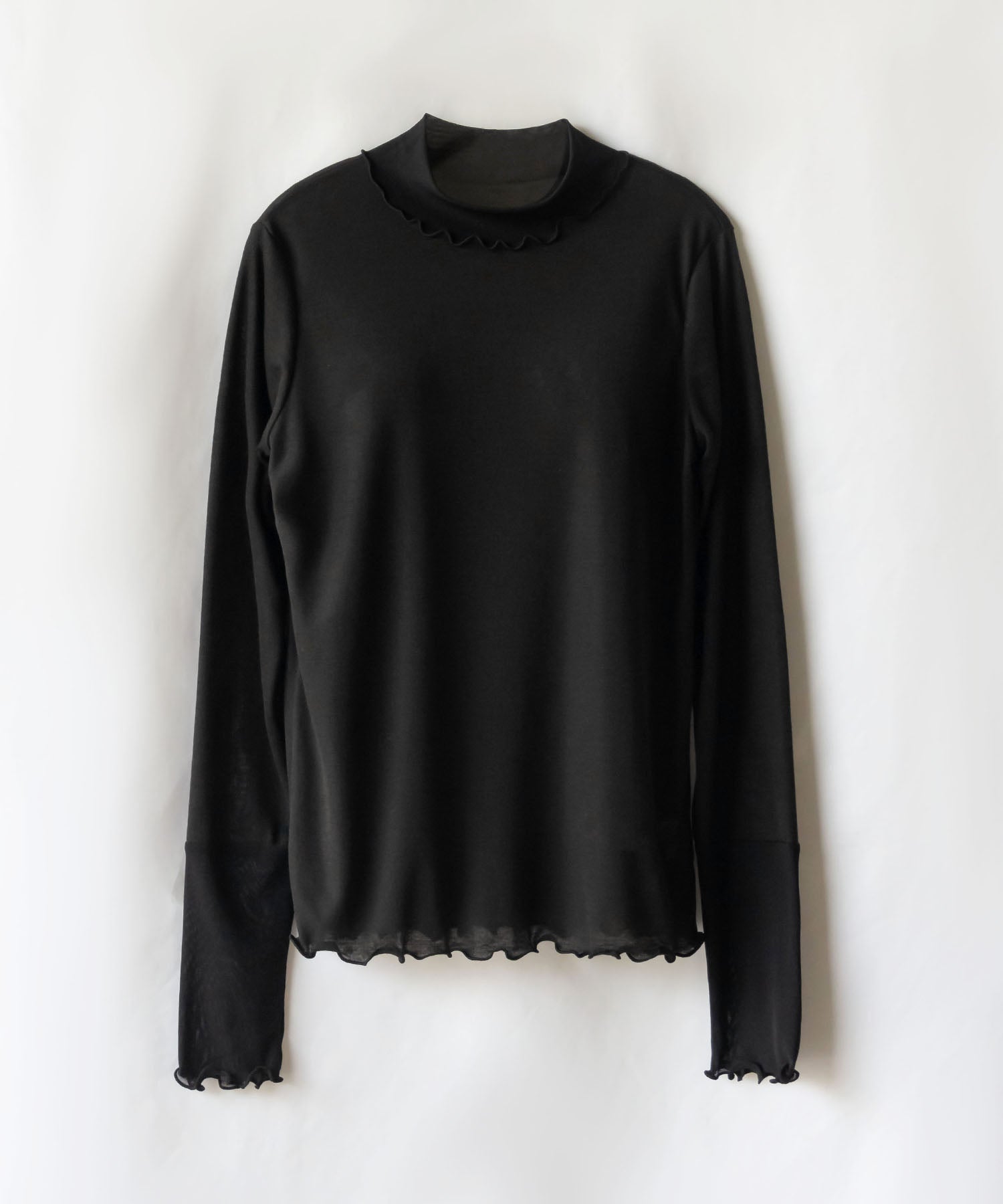 シアー切替プチハイネックメロートップス