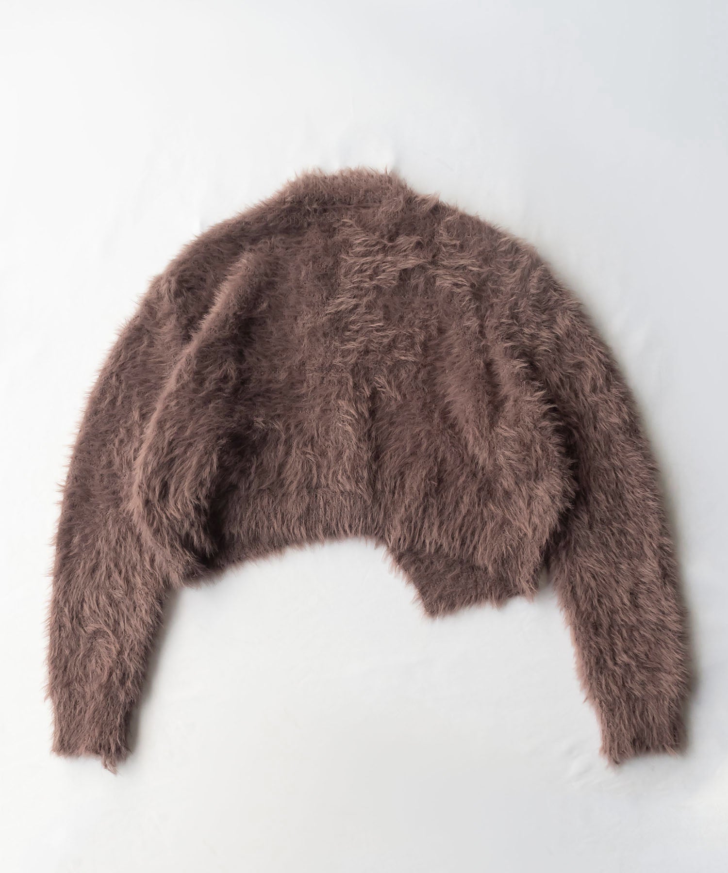 アシメショートシャギーニットカーディガン