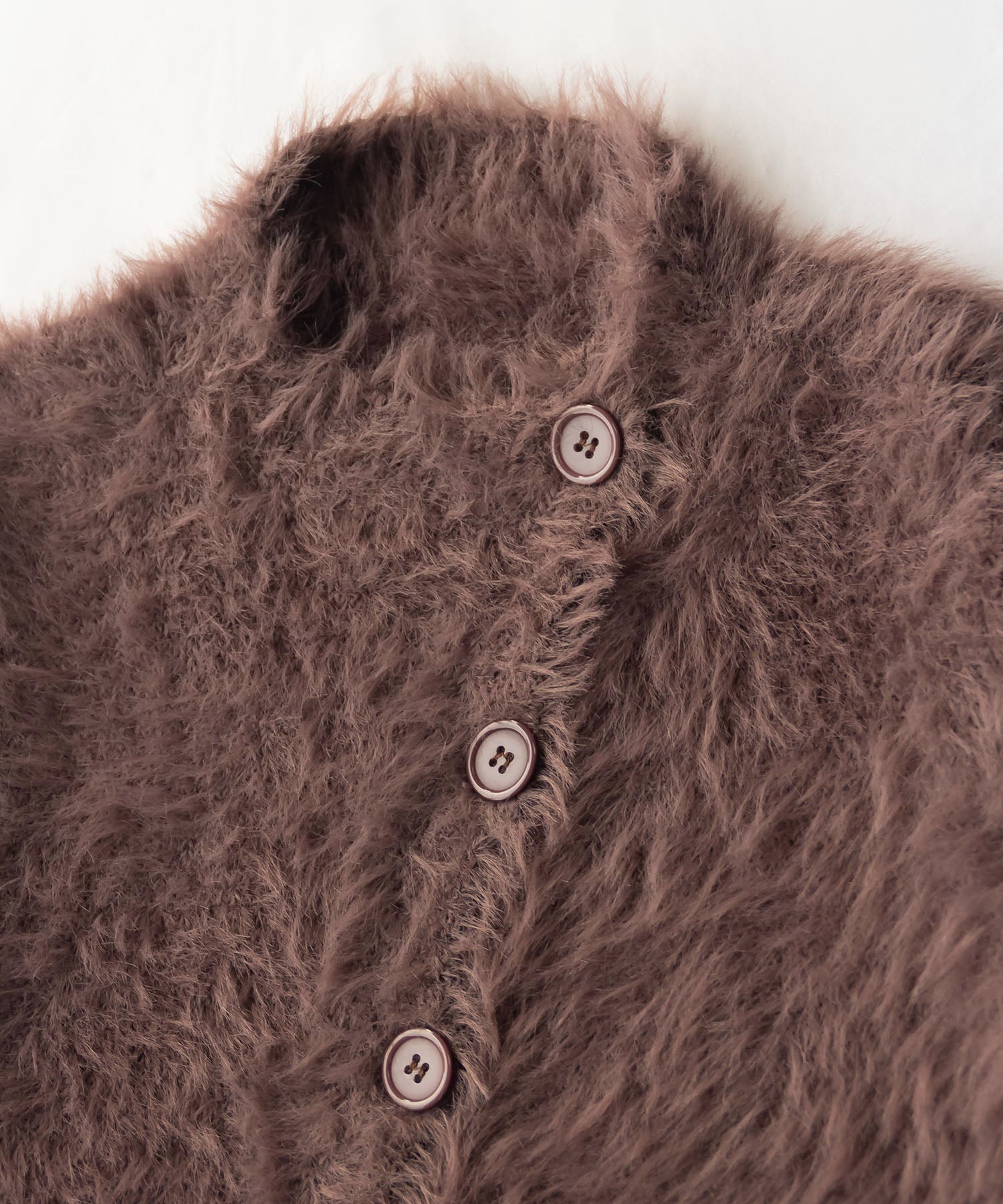 アシメショートシャギーニットカーディガン