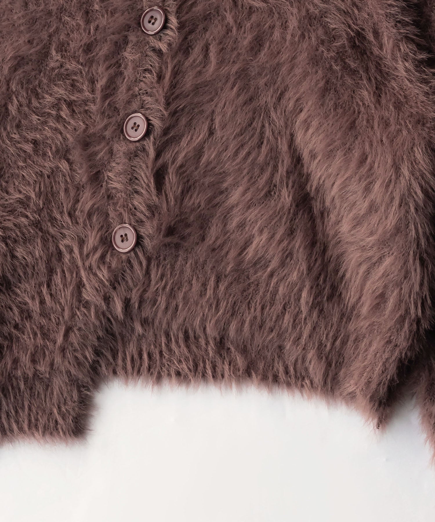 アシメショートシャギーニットカーディガン