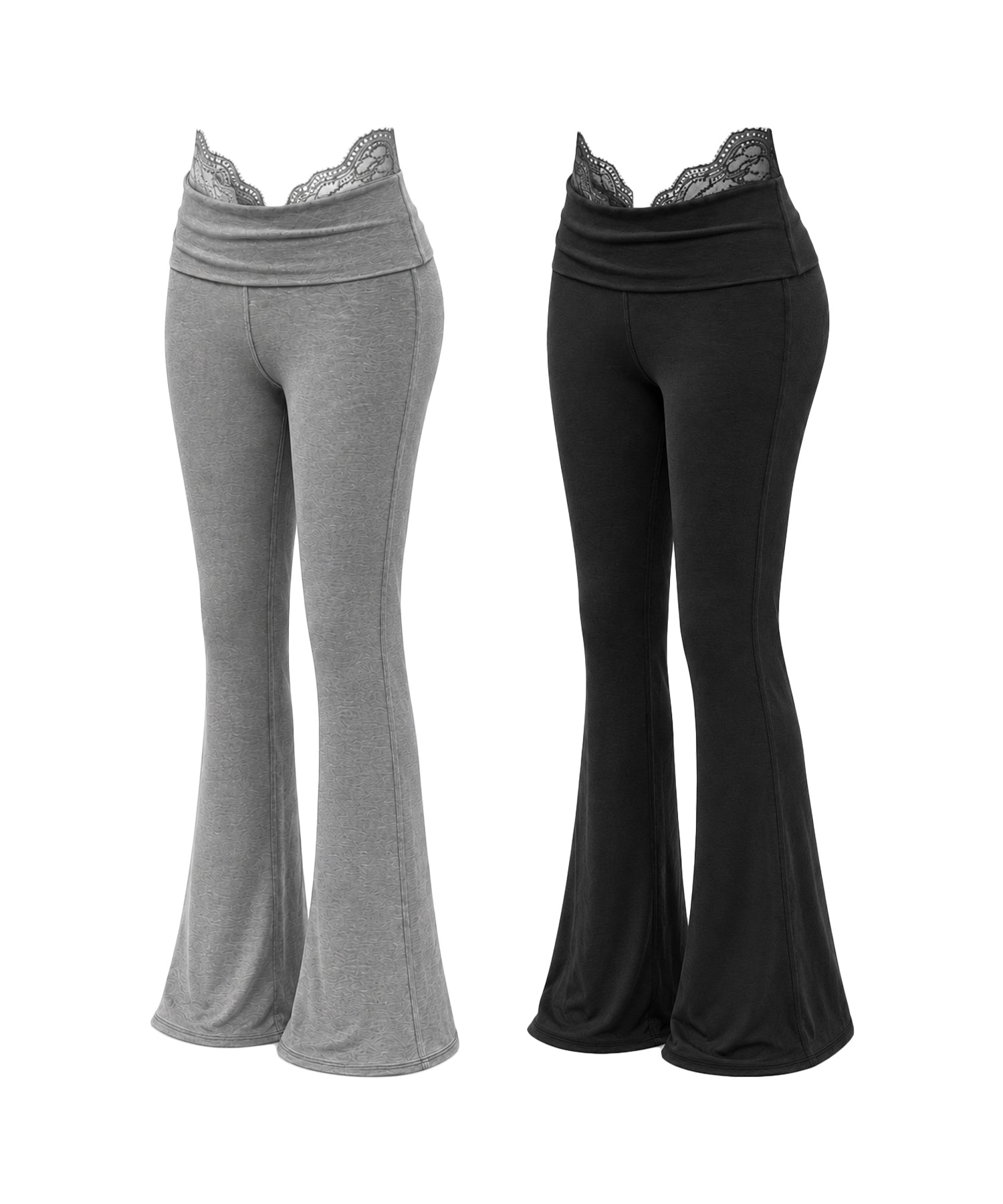 ウエストレーススリムドレープカットソーフレアパンツ ／ waist lace slim drape cutsew flare pants