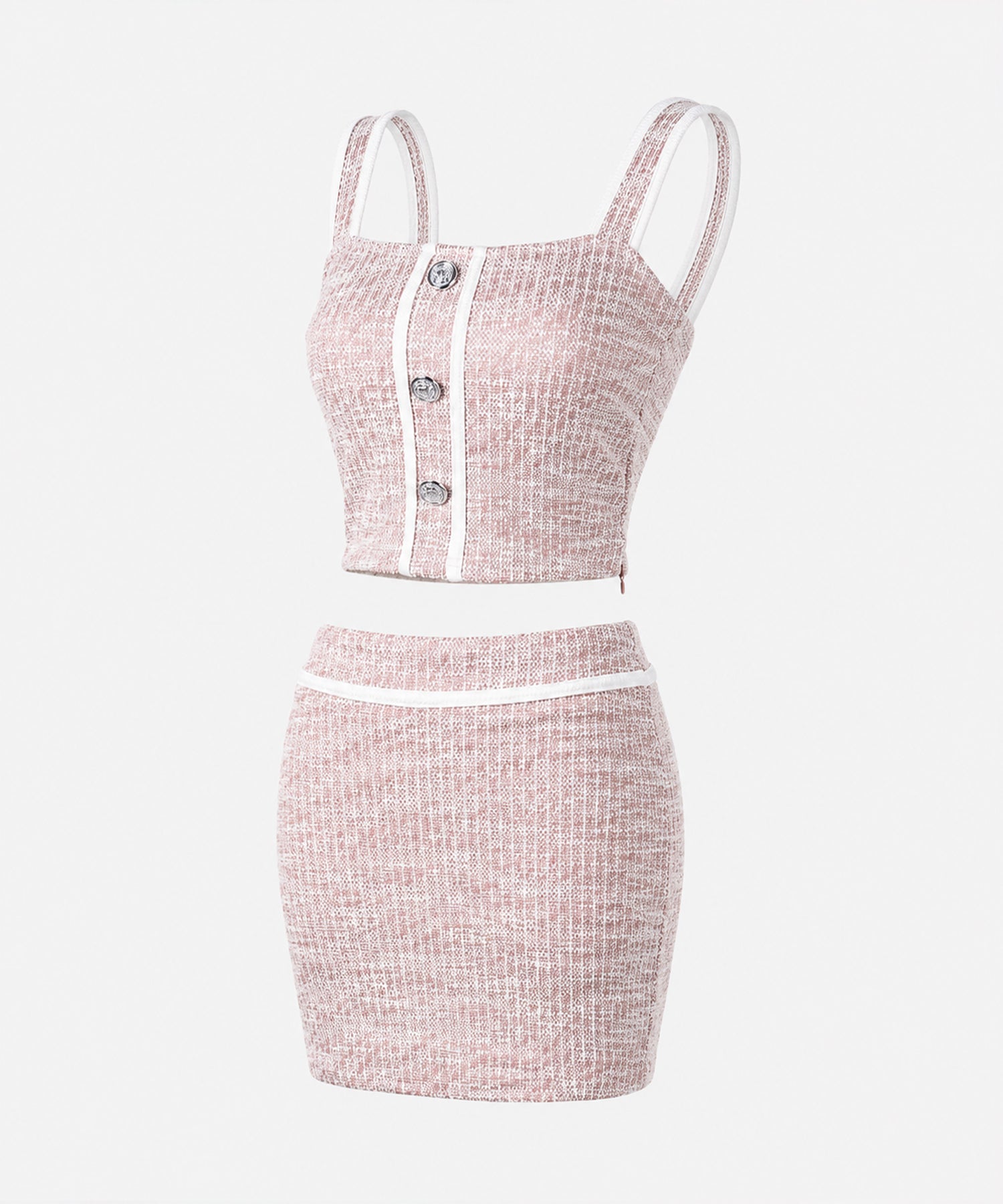 【 セットアップ】ツイードボタンショートビスチェ ＋ ミニスカート ＳＥＴ ／ 【 SETUP 】tweed button short buister ＋ mini skirt SET