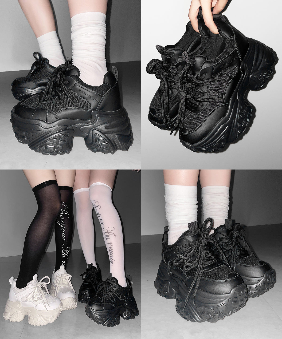 【 +10.5cm盛れ 】レースアップ厚底スニーカー ／ +10.5cm lace-up platform sneakers