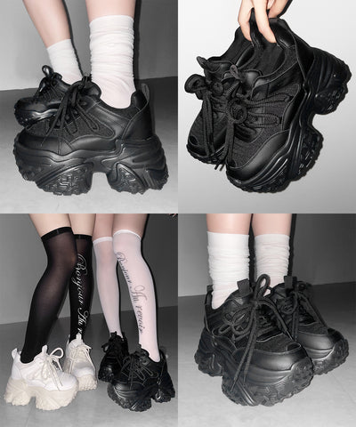 【 +10.5cm盛れ 】レースアップ厚底スニーカー ／ +10.5cm lace-up platform sneakers
