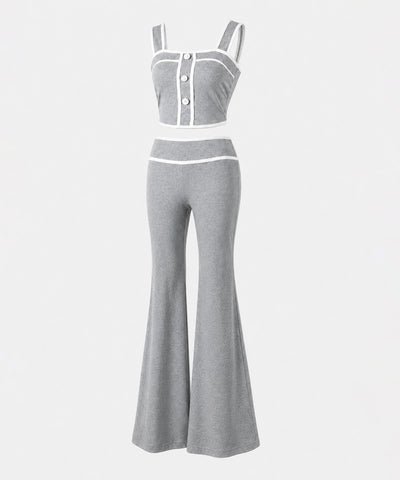 【 セットアップ】フロントボタンパイピングビスチェ＋ フレアパンツ ＳＥＴ ／ 【 SETUP 】front button piping buister ＋ flare pants SET