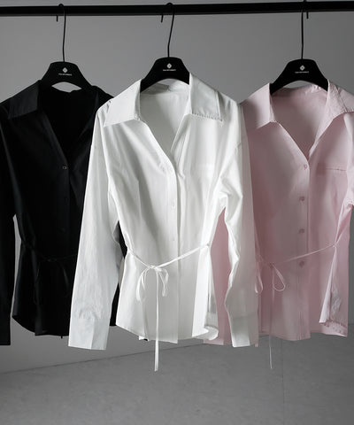 ストラップリボンレディフレアシャツ ／ strap ribbon lady flare shirts
