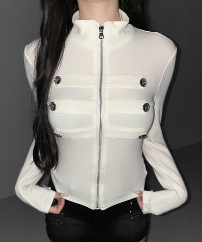 ナポレオンスタンドネックジップアップトップス ／ napoleon standneck zipup tops