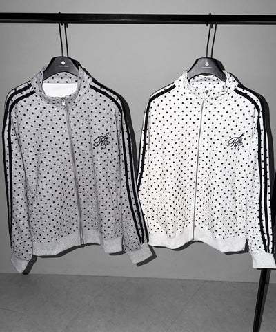 胸ロゴ刺繍ドットラインオーバースウェットブルゾン ／ chest logo embroidery side dot line over sweat blouson