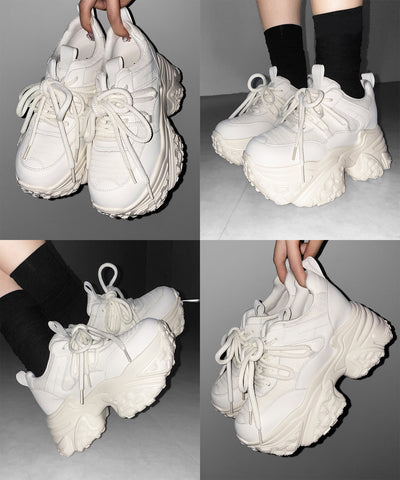 【 +10.5cm盛れ 】レースアップ厚底スニーカー ／ +10.5cm lace-up platform sneakers