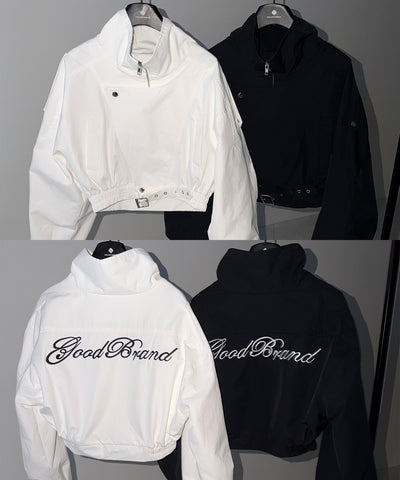 レタリングバックロゴスタンドカラーショートブルゾン ／ lettering back logo stand collar short blouson