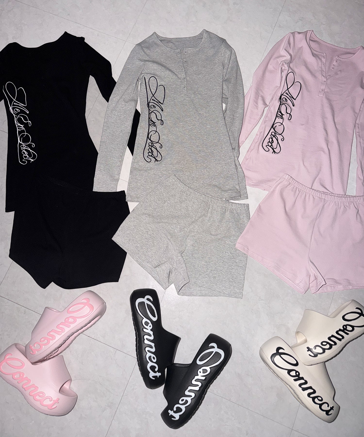 【 セットアップ 】レタリングロゴヘンリーネックトップス＆ショートパンツ SETUP ／ lettering logo henlyneck tops ＆ short pants