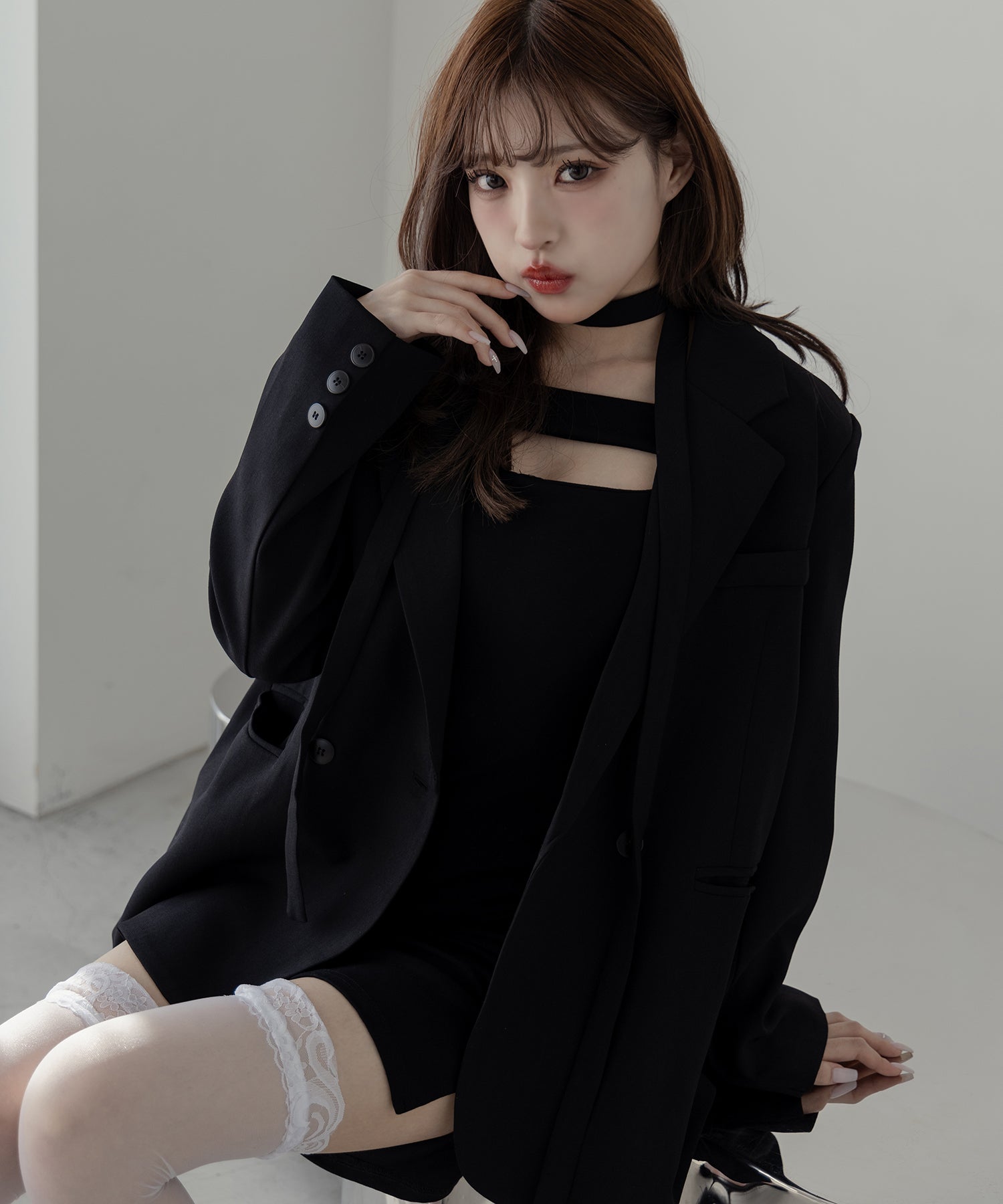 【 ２WAY 】チョーカータイ付きテーラードジャケット／ choker tie set tailored jacket