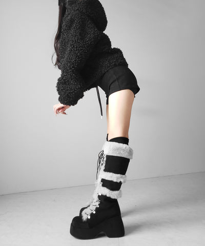 テディボアジップアップフーディクロップドコート ／ teddy boa zipup hoodie cropped cat