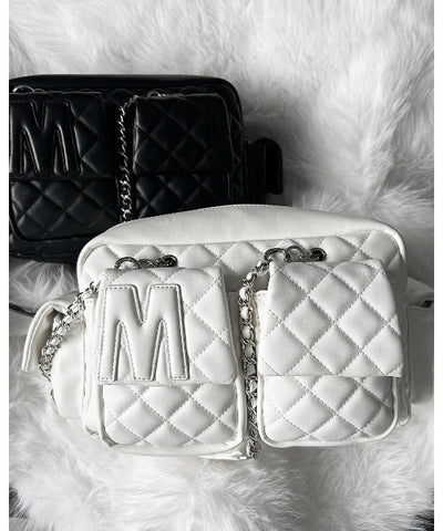 【 ２WAY 】Ｍロゴフェイクレザーキルティングチェーンショルダーバッグ ／ M logo fake leather quilting chain shoulder bag