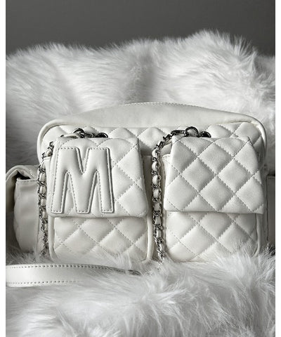 【 ２WAY 】Ｍロゴフェイクレザーキルティングチェーンショルダーバッグ ／ M logo fake leather quilting chain shoulder bag