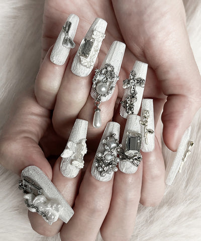 ウィッシュコアエンジェルパールホワイトネイルチップ ／ wishcore angel pearl white nail tips